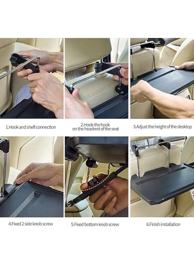 DUNISO Car Tray Table，2 in 1 Car Steering Wheel Tray/Back Seat Headrest Tray，Multifunctional Foldable Car Tray，Sturdy And Durable, Strong Load Bearing, for Eating Food Drink and Writing Laptop Work，Black - Image 5