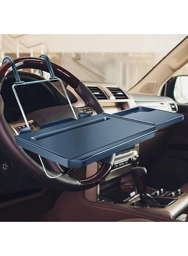 DUNISO Car Tray Table，2 in 1 Car Steering Wheel Tray/Back Seat Headrest Tray，Multifunctional Foldable Car Tray，Sturdy And Durable, Strong Load Bearing, for Eating Food Drink and Writing Laptop Work，Black - Image 1