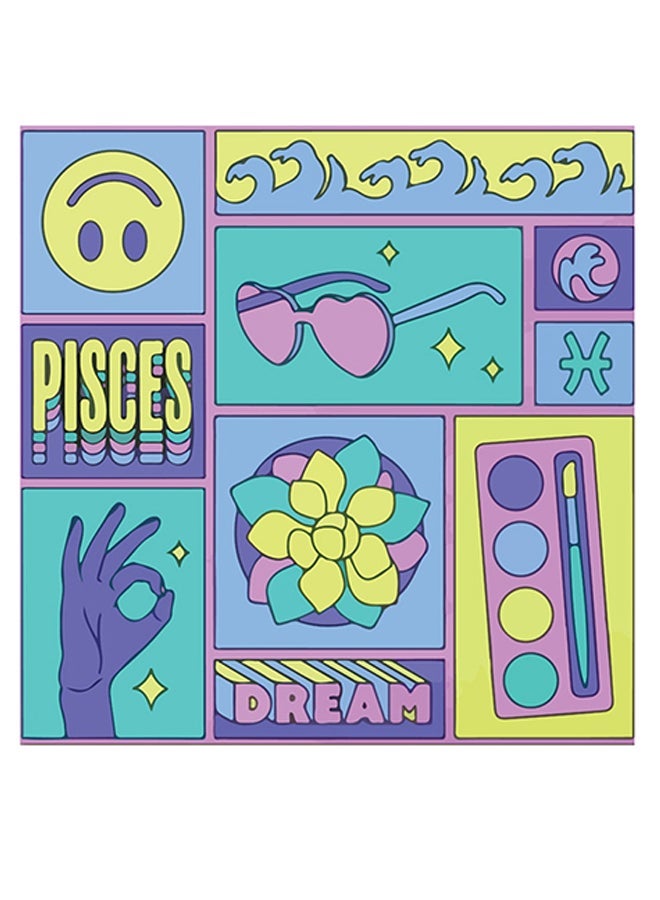 RYN Pisce Themed Wall Art Green/Pink/Blue 30x30cm - Image 2