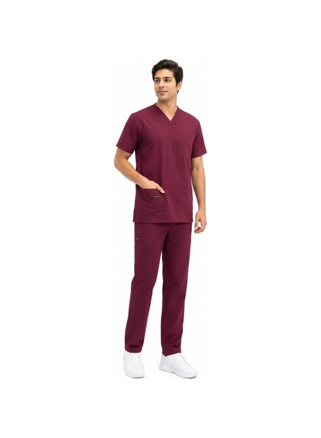 Dr Uniform  Medical Scrub Suit Classic Medical Uniform for Healthcare Professionals Comfortable Durable Shrink Resistant Burgundy - Image 1