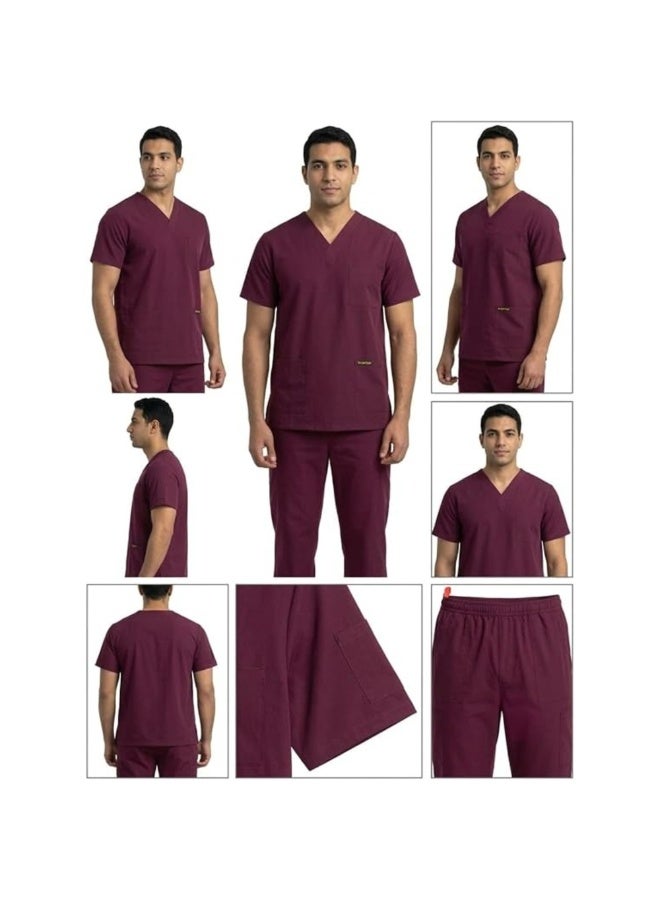 Dr Uniform  Medical Scrub Suit Classic Medical Uniform for Healthcare Professionals Comfortable Durable Shrink Resistant Burgundy - Image 2