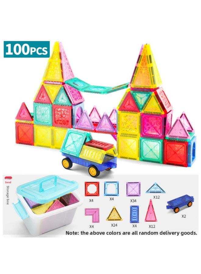 Cross-border Color Window Building Blocks Assembled Magnetic Pieces For Children Smart Magnetic Pipe Building Blocks Assembled Castle Toy Belt Storage