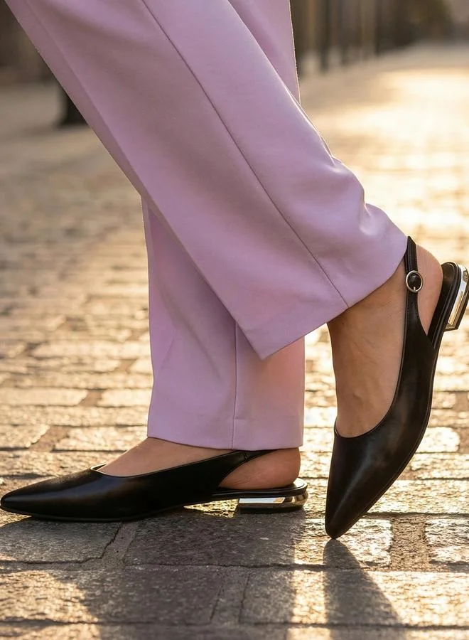 Pair-Ie Tales Black Pointed Toe Slingback Shoes