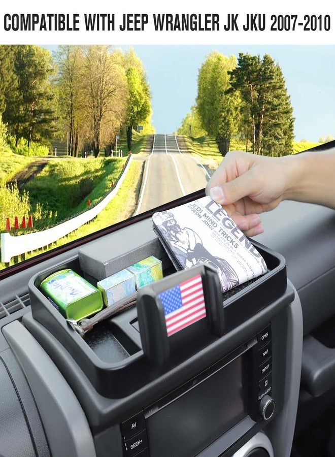 Jimen حامل هاتف محمول متوافق مع سيارات جيب رانجلر JK JKU موديلات 2007-2010، منظم لوحة القيادة، صينية تخزين - Image 2