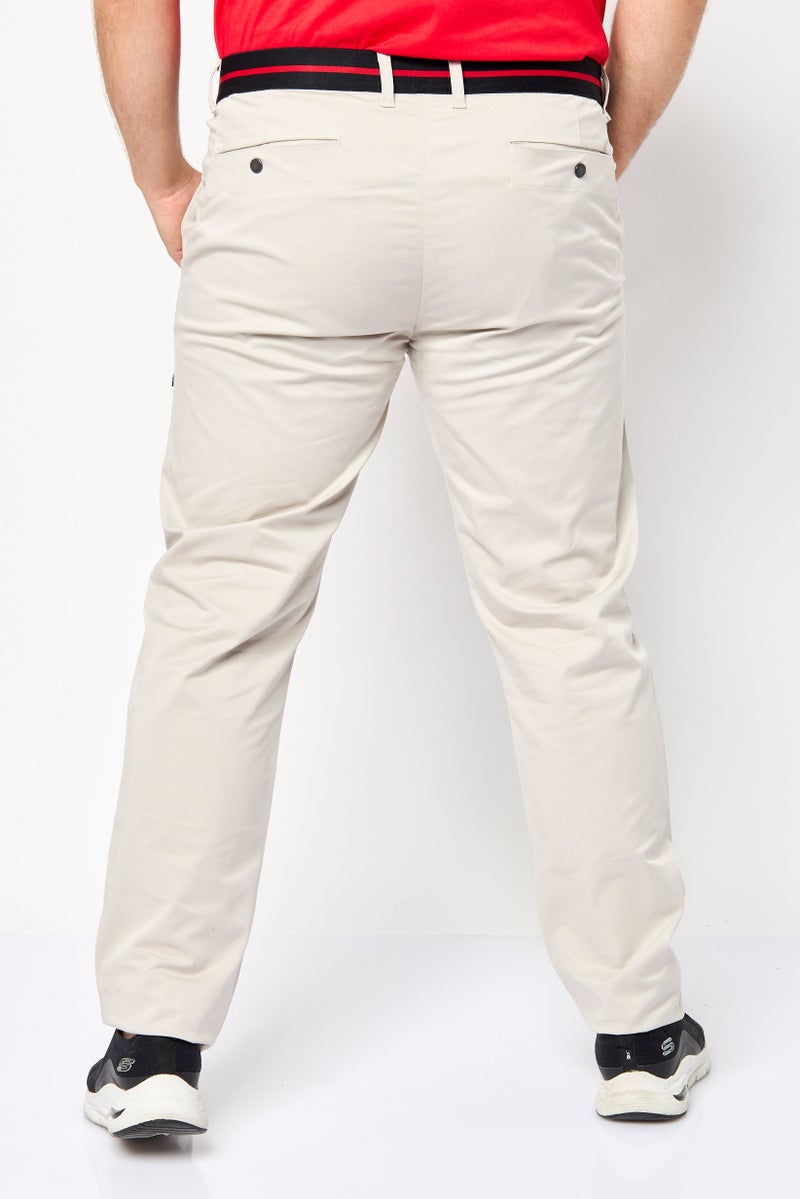 Scuderia Ferrari Men Regular Fit Brand Logo Chino Pants, Light Beige - Image 4