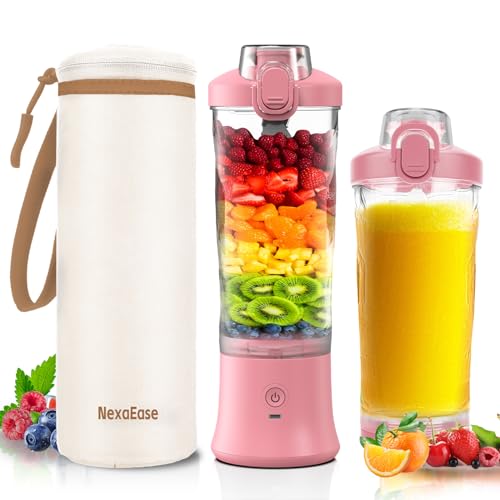 NexaEase Portable Blender Personal Juicer for Shakes and Smoothies 20 OZ Electric Protein Shaker Bottle with Insulated Sleeve Travel Lid USBC Rechargeable Mini Small Blender Cup for Kitchen Office Gym - Image 1
