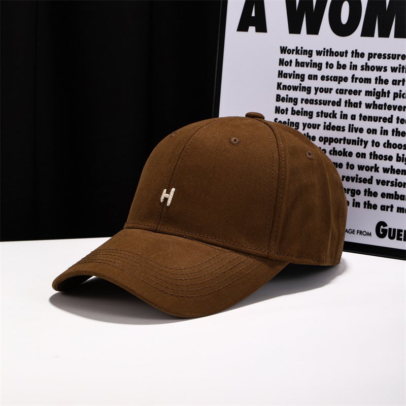 Baseball Cap Couple Embroidered H Letter Soft Top Sports Sun Hat - Image 3
