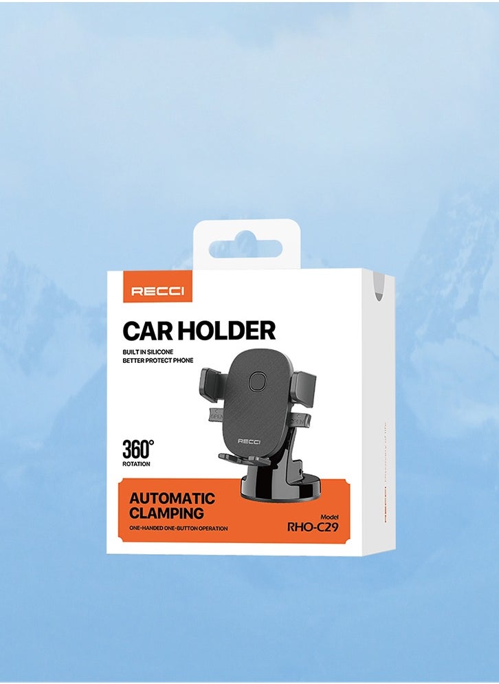 Recci - Car Phone Holder Mount 360° Rotation for Dashboard Automatic Clamping and Built in Silicone Stable Scratch Resistant One Handed Operation Car Mount for iPhone15 16 Samsung Galaxy Huawei Xiaomi - Image 1