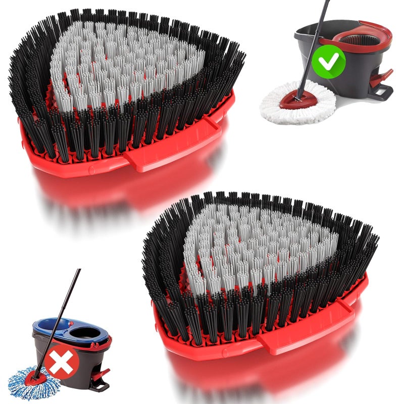 SuperAbound 2 Pack Upgraded Spin Mop Replacement Scrub Brush Heads Compatible with Ocedar EasyWring 1 Tank,Full Bristle Scrubber Replace Great for Kitchen, Bathroom, Pools,Deck Hard Floor Cleaning - Image 1