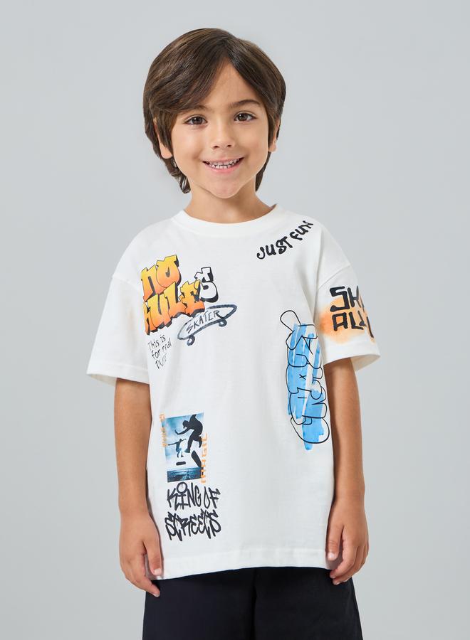 ستايلي تيشيرت فضفاض بطبعة جرافيك - Image 1