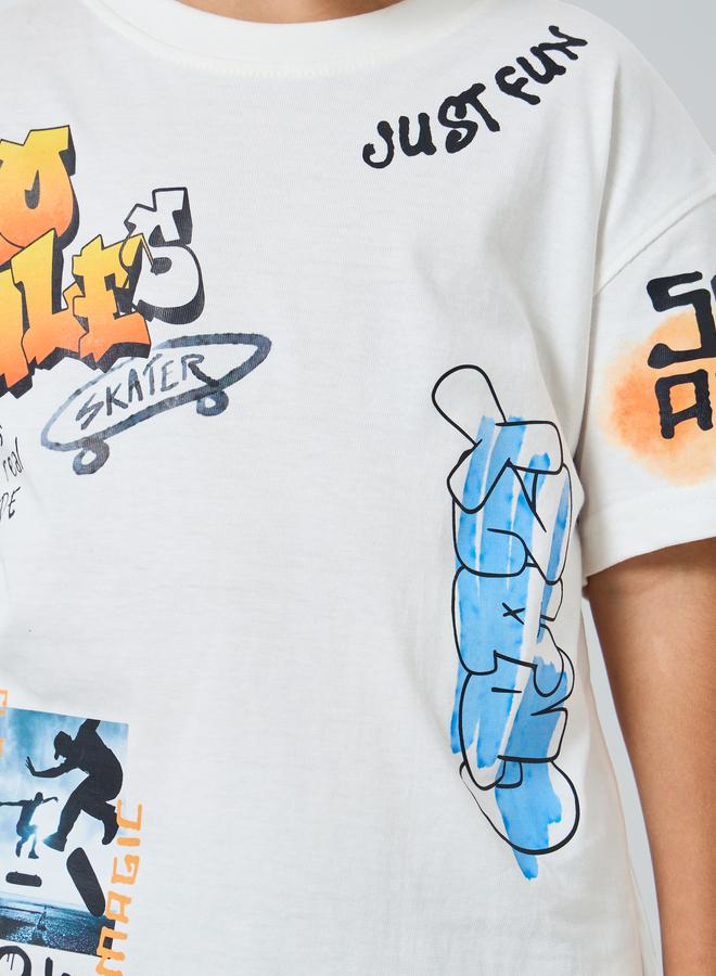 ستايلي تيشيرت فضفاض بطبعة جرافيك - Image 3