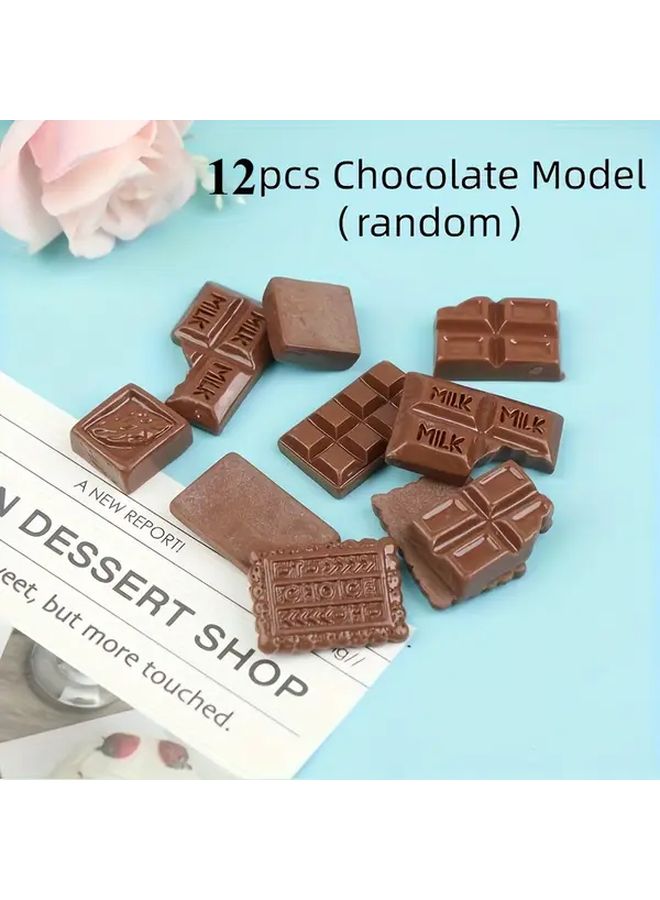 12 Pieces Dollhouse Miniature Chocolate Snacks Realistic Food DIY Accessories Mini Kitchen Restaurant Decor Props Micro Landscape Photography Props - Image 1
