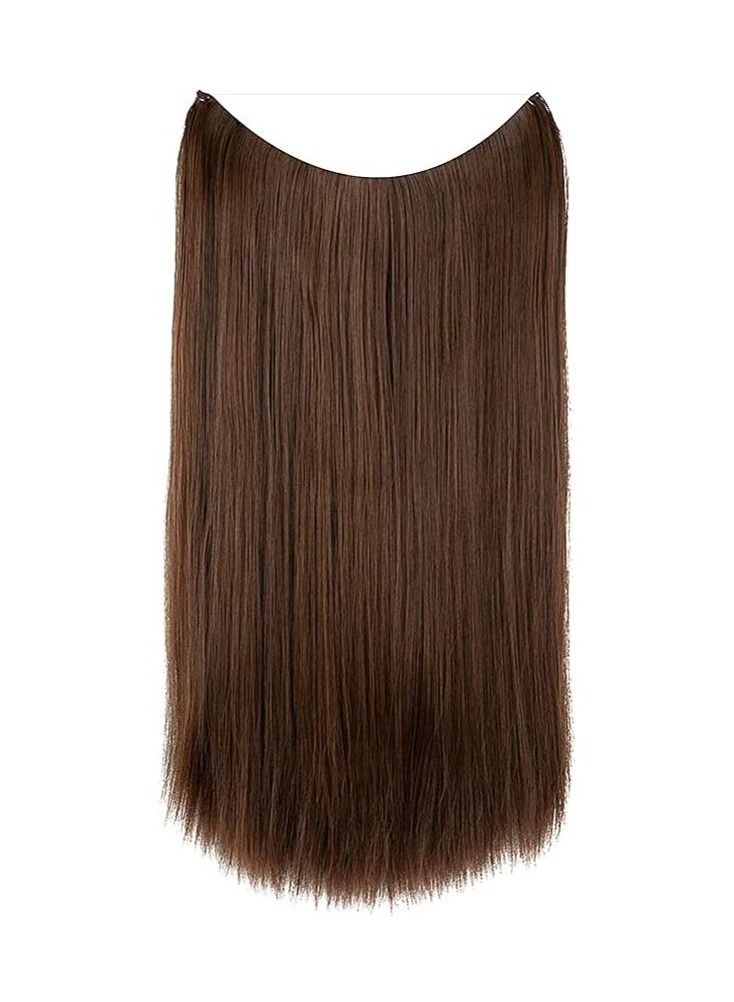 Estelle Hair Extensions Light Brown Short 14Inch 3.6 Oz Wavy Curly Synthetic Hairpiece Adjustable Transparent Wire Headband No Clip for Women Heat Resistant Fiber  - Image 2