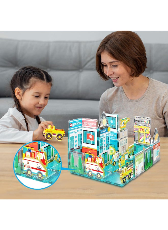 PicassoTiles Picasso Magnetic Block Metro City Vehicles 8-pieces - Image 2