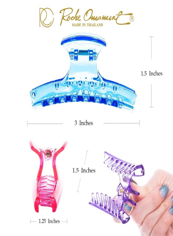 RC ROCHE ORNAMENT 6 Pcs Womens Butterfly Sectioning Styling Durable Strong Hold Salon Professional Hairdresser Non Slip Hair Accessories Clamp Jaw Claw Clips, Medium Transparent Multicolor - Image 4