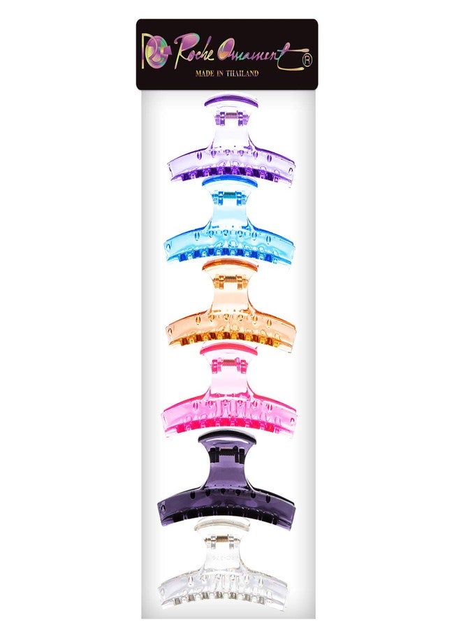 RC ROCHE ORNAMENT 6 Pcs Womens Butterfly Sectioning Styling Durable Strong Hold Salon Professional Hairdresser Non Slip Hair Accessories Clamp Jaw Claw Clips, Medium Transparent Multicolor - Image 5