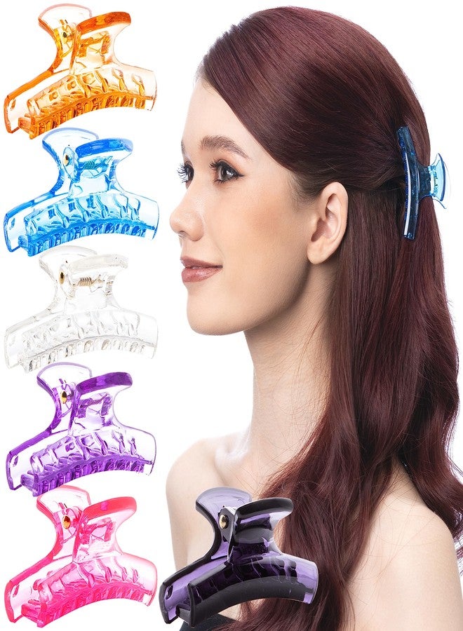 RC ROCHE ORNAMENT 6 Pcs Womens Butterfly Sectioning Styling Durable Strong Hold Salon Professional Hairdresser Non Slip Hair Accessories Clamp Jaw Claw Clips, Medium Transparent Multicolor - Image 1