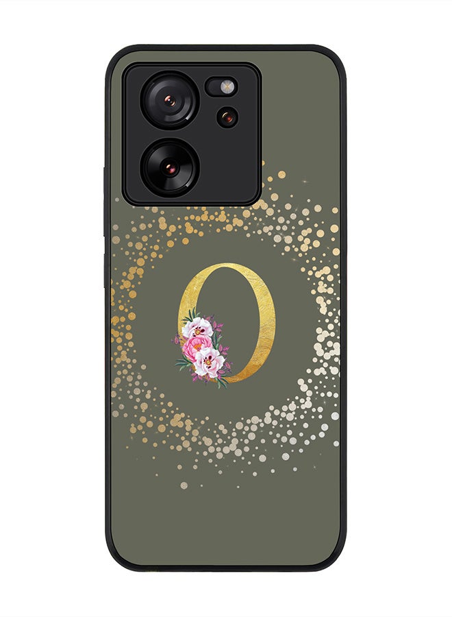 Stylizedd Case for Xiaomi 13T / Xiaomi 13T Pro, Slim fit Flexible Cover - Custom Monogram Initial Letter Floral Pattern Alphabet - O (Olive Green) - Image 1