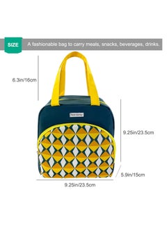KASTWAVE Reusable Lunch Bags, Stylish Lunch Tote - Geometric Design, Insulated Handbag for Women/Men - Reusable, Leakproof, Waterproof Lunch Box for Work/Office/Picnic/Travel (Dark Green)  - Image 2