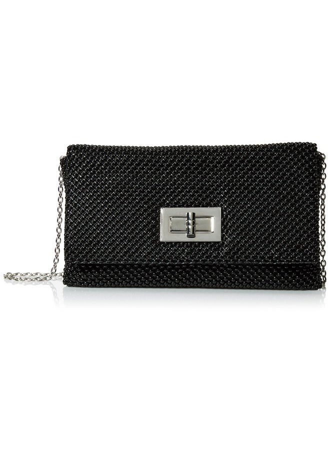 Jessica McClintock Womens Trina Mesh Clutch Evening Handbags Black One Size Us  - Image 1