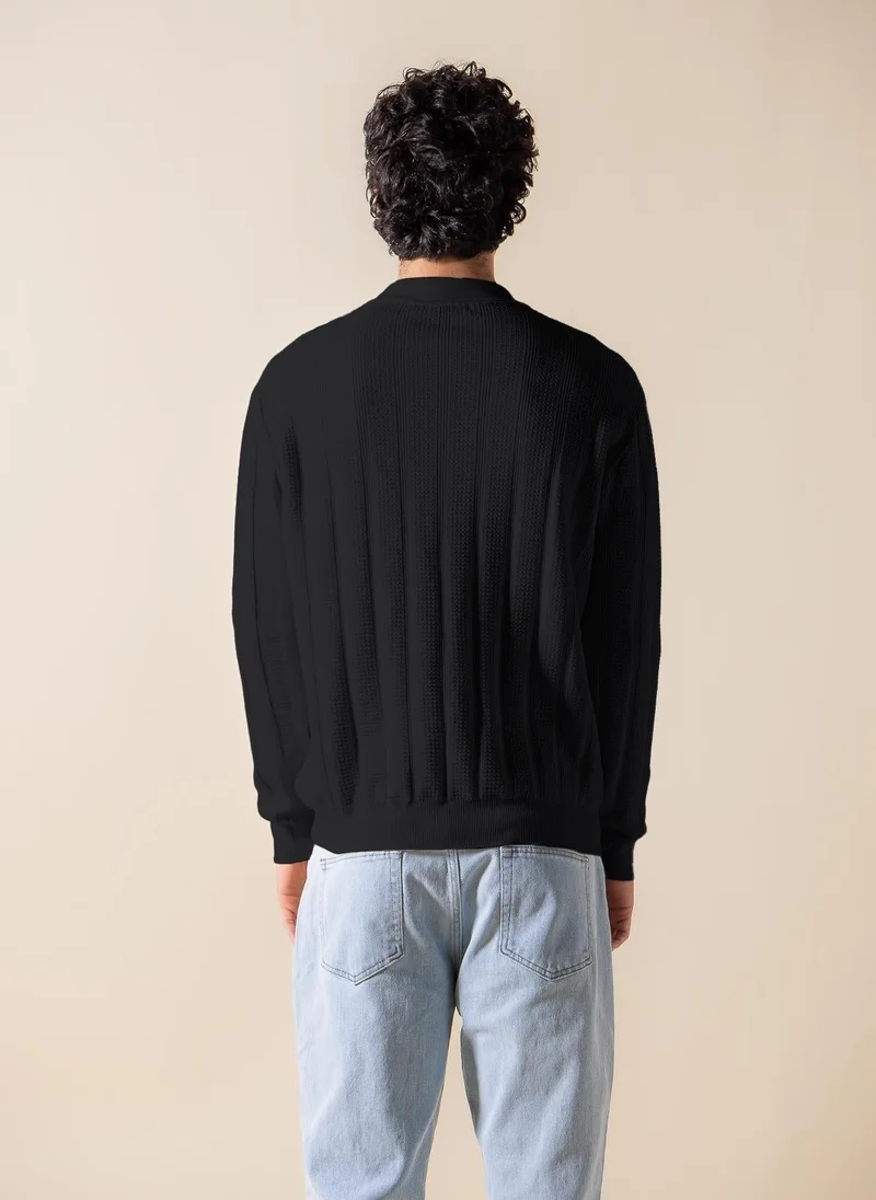 SHAPES ZIPPER DETAIL POLO SHIRT