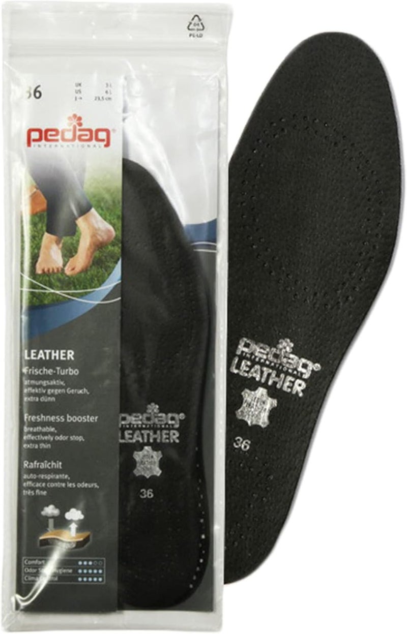 Pedag Pedag 2810 Vegetable Tanned Leather Insole Has Effective Active Charcoal Odor Protection, Black, Women's 12/Men's 9