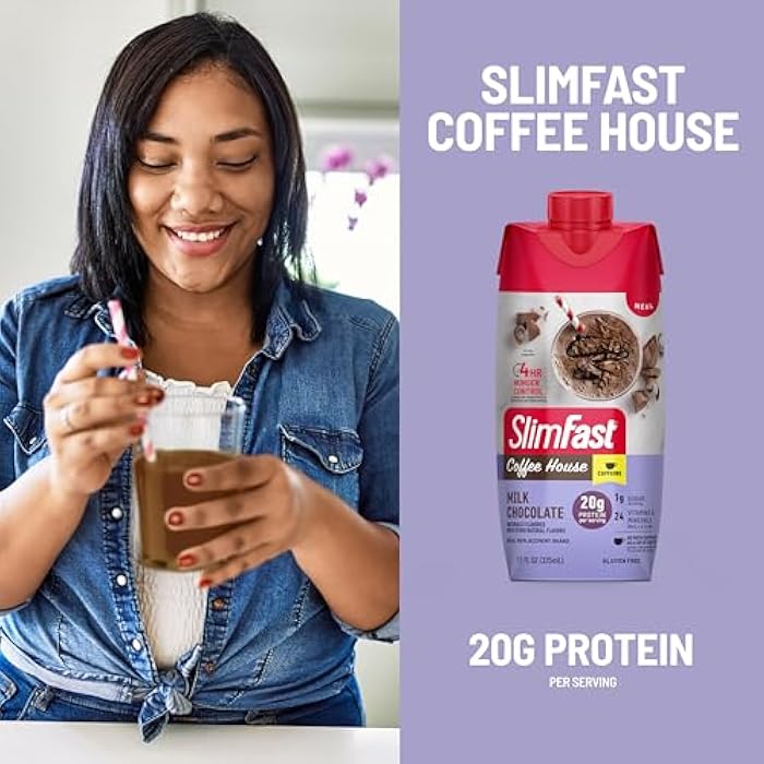 SlimFast Protein Shake, NEW Milk Chocolate- 20g Protein, Meal Replacement Shake Ready to Drink, High Protein with Low Carb and Low Sugar, 24 Vitamins and Minerals, 11 Fl Oz (Pack of 12) - Image 4