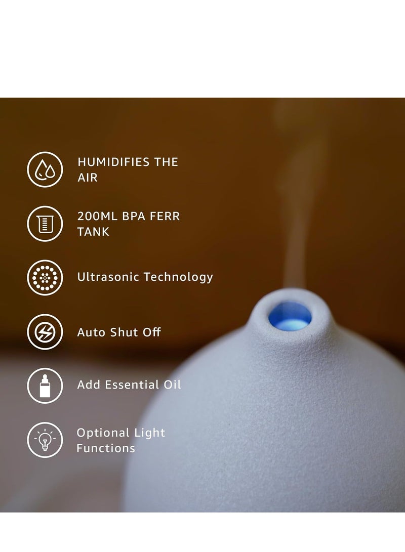 Gooamp 120ML Ceramic Essential Oil Diffuser Ultrasonic Aromatherapy Diffuser with Wood Grain Base, 7-Color LED Lights Auto Shut-Off, Humidifier for Home & Office, Air Diffuser for Relaxation - Image 4