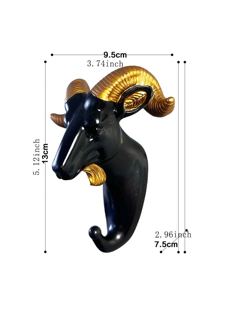 Cross-border wholesale European creative hook punch-free strong paste wall decoration wall hanging deer head clothes hook Goat (Black Gold)