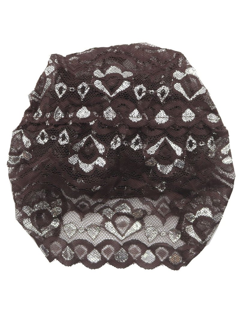 Loquat Women's Shiny Lace Hijab Inner Cap Brown  - Image 2