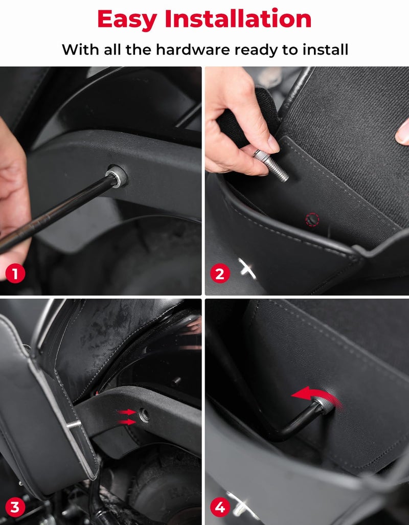 KEMIMOTO Mini Motorcycle Side Bag 2.5L Rhombus PU Leather Motorcycle Small Saddlebag Compatible with Cruiser Sportster 883 1200 Softail Vulcan Rebel - Image 4