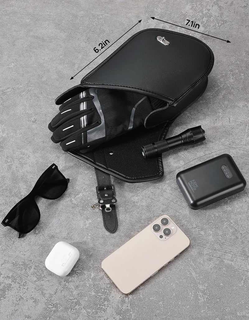 KEMIMOTO Mini Motorcycle Side Bag 2.5L Rhombus PU Leather Motorcycle Small Saddlebag Compatible with Cruiser Sportster 883 1200 Softail Vulcan Rebel - Image 2