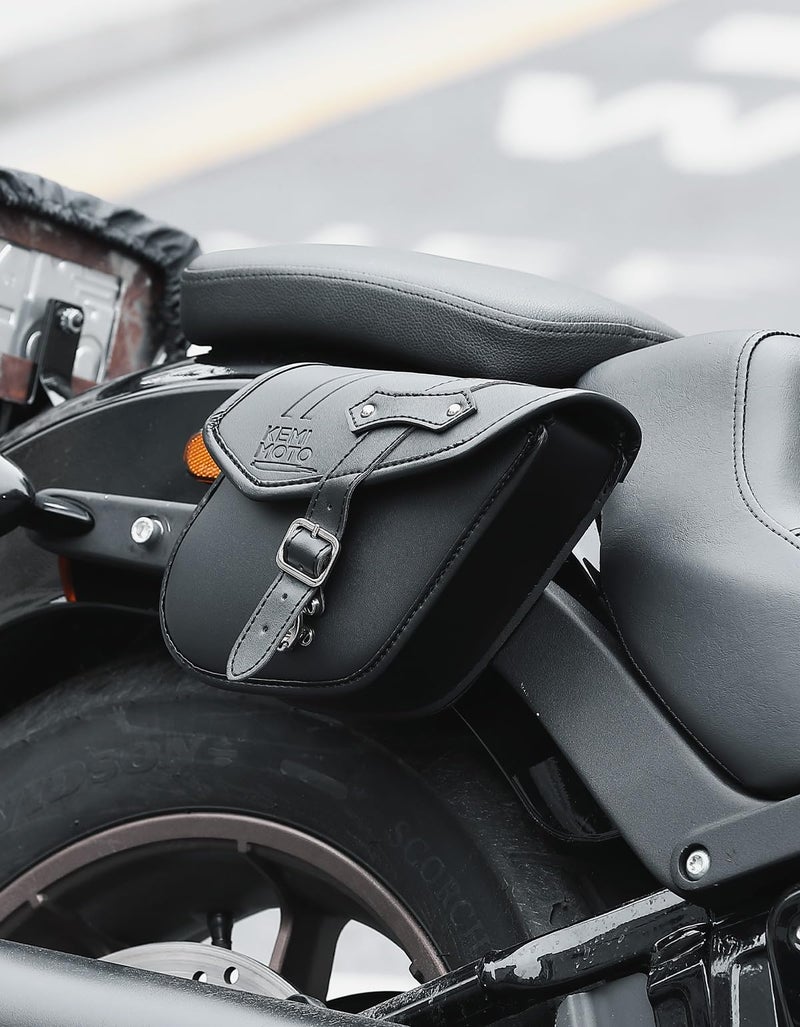 KEMIMOTO Mini Motorcycle Side Bag 2.5L Rhombus PU Leather Motorcycle Small Saddlebag Compatible with Cruiser Sportster 883 1200 Softail Vulcan Rebel - Image 5