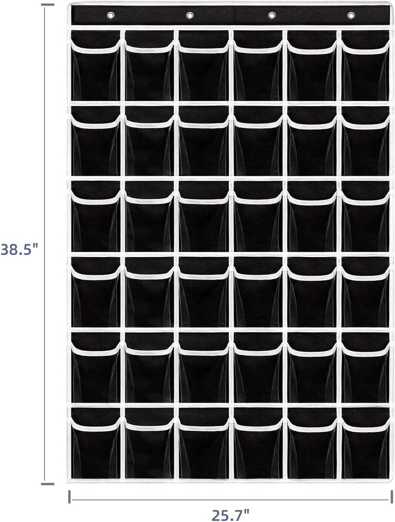 ANSTROUT 36 Clear Pockets Classroom Pocket Chart for Cell Phones,Pocket Chart Organizer for Calculator Holder with 36 Number Sticker Classroom Hanging Cell Phones Organizer (Black) - Image 2