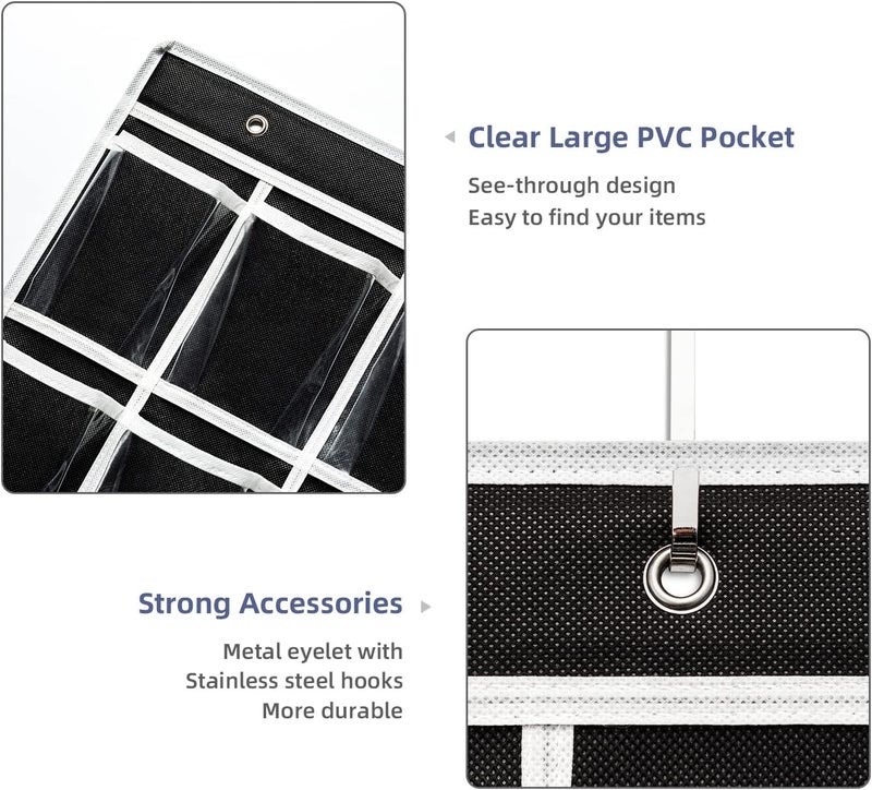 ANSTROUT 36 Clear Pockets Classroom Pocket Chart for Cell Phones,Pocket Chart Organizer for Calculator Holder with 36 Number Sticker Classroom Hanging Cell Phones Organizer (Black) - Image 3