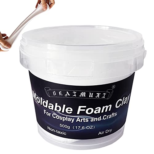 BEAIMUXI Foam Clay Cosplay Moldable Air Dry Foam Clay Craft 500g White Lightweight Sculpting Foam for Costumes Sanding Cosplay (500g, White) - Image 1