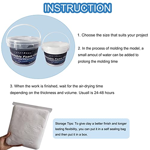 BEAIMUXI Foam Clay Cosplay Moldable Air Dry Foam Clay Craft 500g White Lightweight Sculpting Foam for Costumes Sanding Cosplay (500g, White) - Image 5