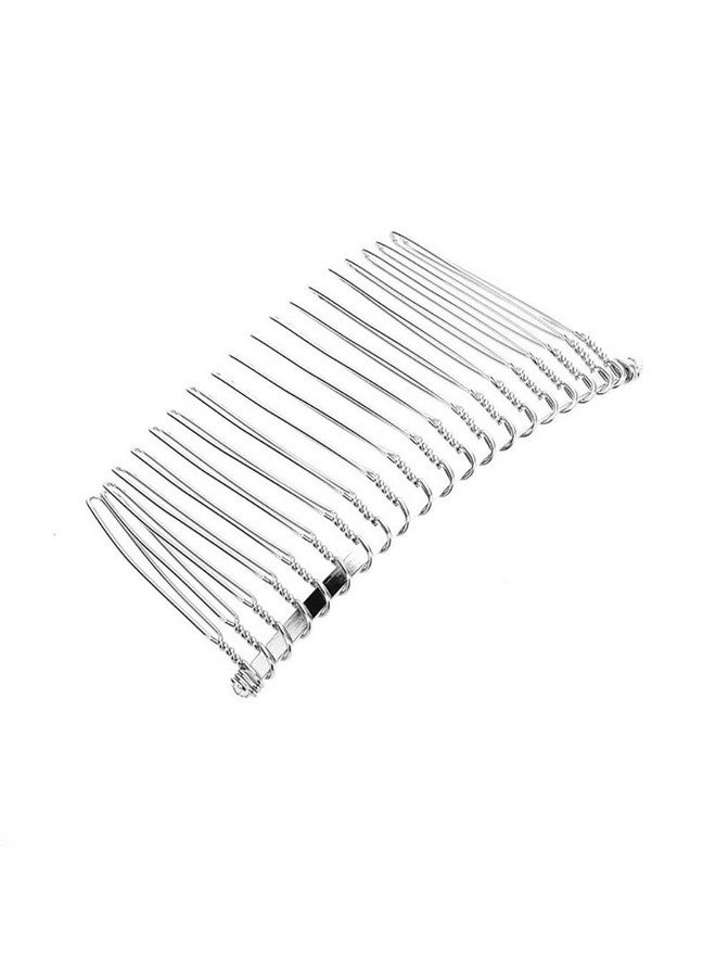 Ruwado 2 Pcs Wedding Veil Hair Side Comb Metal Black Twist Wire Curved Classic French Styling 20 Teeth Hair Pin Clamp For Fine Hair Women Girl Diy Bridal Hair Accessories (Silver) - Image 3