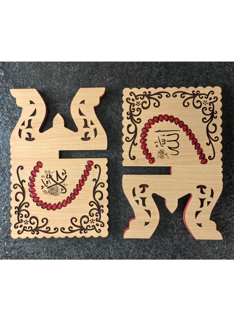 Fianser Luxury Wooden Quran Stand with Red Beads Inlay – Carved Square Rehal – Elegant Foldable Holder for Holy Book, Ideal Eid Gift - Image 5