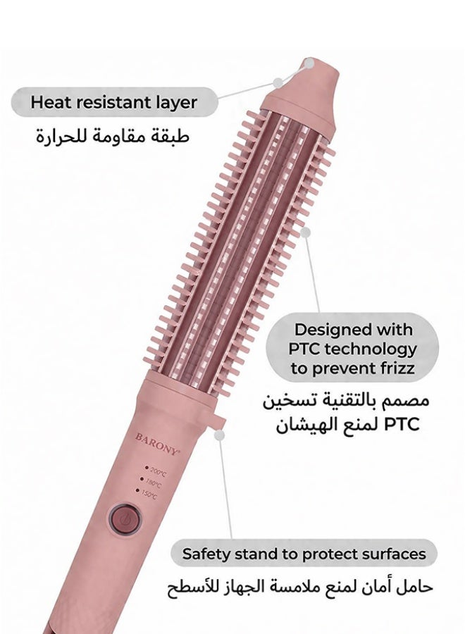 باروني فرشاة حرارية نحيفة لتصفيف الشعر - وردي - Image 4