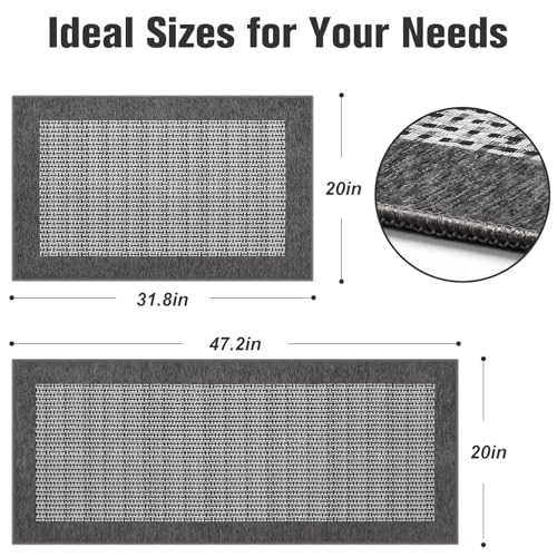 StepRite Kitchen Mats for Floor, Non-Slip Kitchen Rugs Set of 2 PCS, Super Absorbent Washable Kitchen Mats with Rubber Backing, Runner Mats for Front of Sink (20"x32"+20"x47" Grey) - Image 2