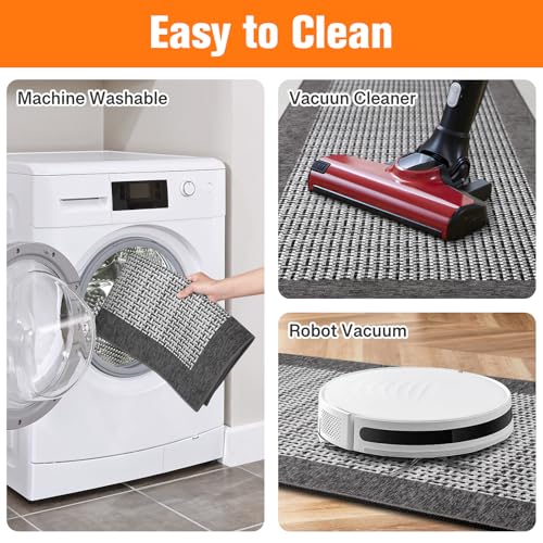 StepRite Kitchen Mats for Floor, Non-Slip Kitchen Rugs Set of 2 PCS, Super Absorbent Washable Kitchen Mats with Rubber Backing, Runner Mats for Front of Sink (20"x32"+20"x47" Grey) - Image 5