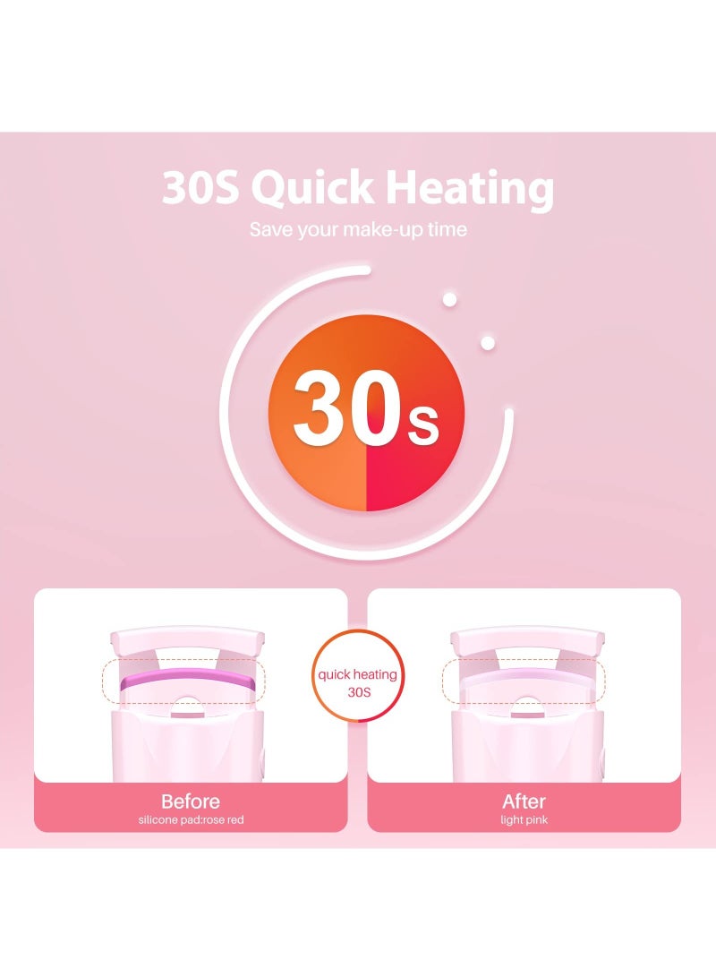 KASTWAVE Heated Eyelash Curlers Rechargeable Eyelash Curler, Electric Eyelash Curler with Professional Heating Silicone Pad 30s Qick Heating Lash Curler for Natural Curling 24H Long Lasting Eye Lashes Curler - Image 3