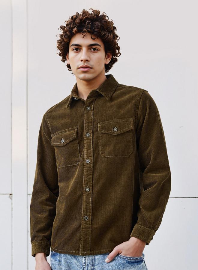 Lee Cooper Men's Relaxed Fit Textured Long Sleeve Shirt - Image 1