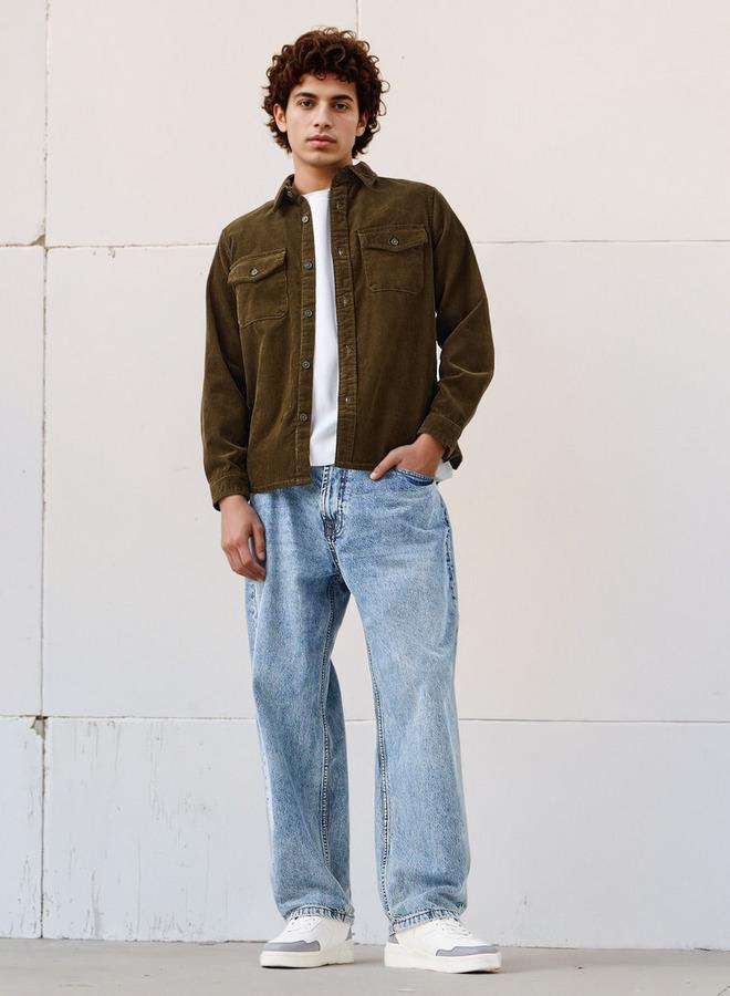 Lee Cooper Men's Relaxed Fit Textured Long Sleeve Shirt - Image 2