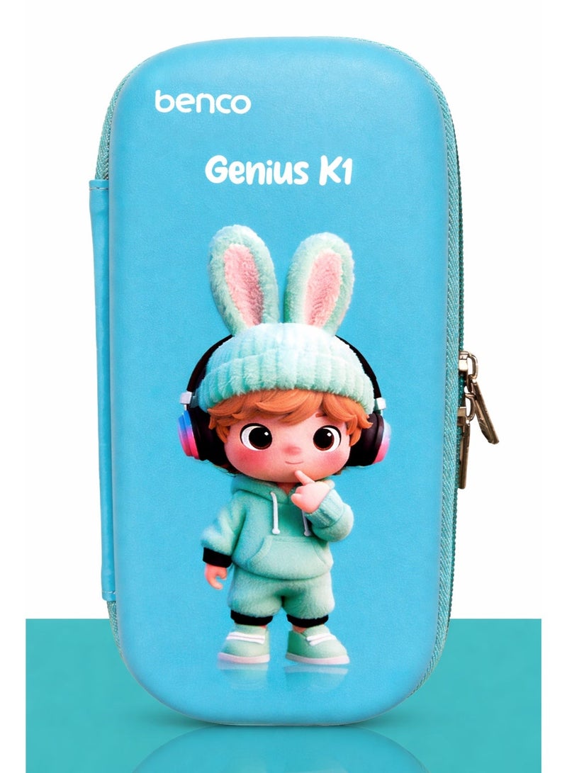 benco صندوق تخزين أقلام الأطفال بِنكو جينيوس، علبة صلبة زرقاء تركوازية لوازم المدرسة - Image 1