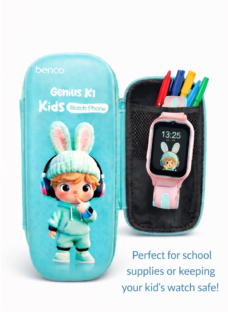 benco صندوق تخزين أقلام الأطفال بِنكو جينيوس، علبة صلبة زرقاء تركوازية لوازم المدرسة - Image 2