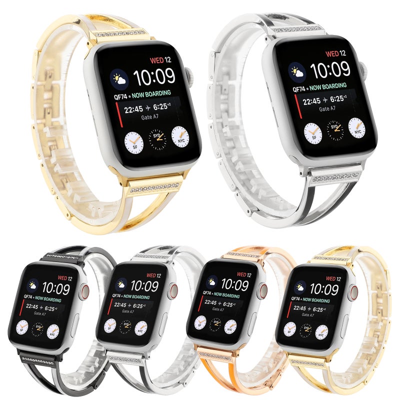 Fork Stainless Steel Strap Watch Band For Apple Watch Series 7 45mm / 6 & SE & 5 & 4 44mm / 3 & 2 & 1 42mm(Gold)