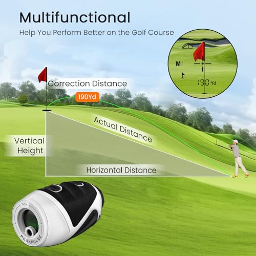 PEAKPULSE 1200 Yards Mini Small Light‌ Golf Range Finder 6oz for Golfer and Hunter Rangefinder HDLCD 7X Magnification Rechargeable Angle Compensation Men Women Girl Boy - Image 5