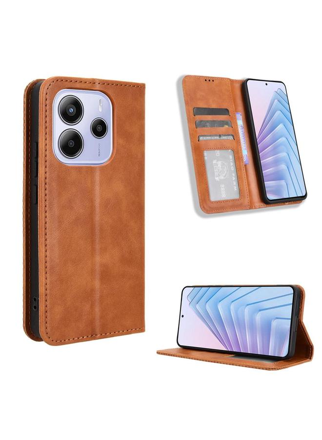 اس-توب جراب لهاتف Redmi Note 14 4G مقاس 164.84 مم إصدار الاتحاد الأوروبي جراب هاتف جلدي بمشبك مغناطيسي بتصميم كلاسيكي - Image 1